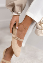 semišové balerinki z paskiem Vivienne pudrová růžová