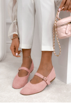 semišové balerinki z paskiem Vivienne pudrová růžová