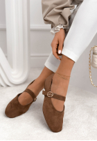 semišové balerinki z paskiem Vivienne pudrová růžová