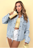 Krátká džínová Bunda katana z kokardkami Northern Arizona světle modrá