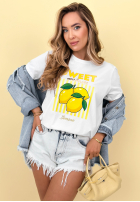 Tričko z nadrukiem Sweet Goodness biało-modrý