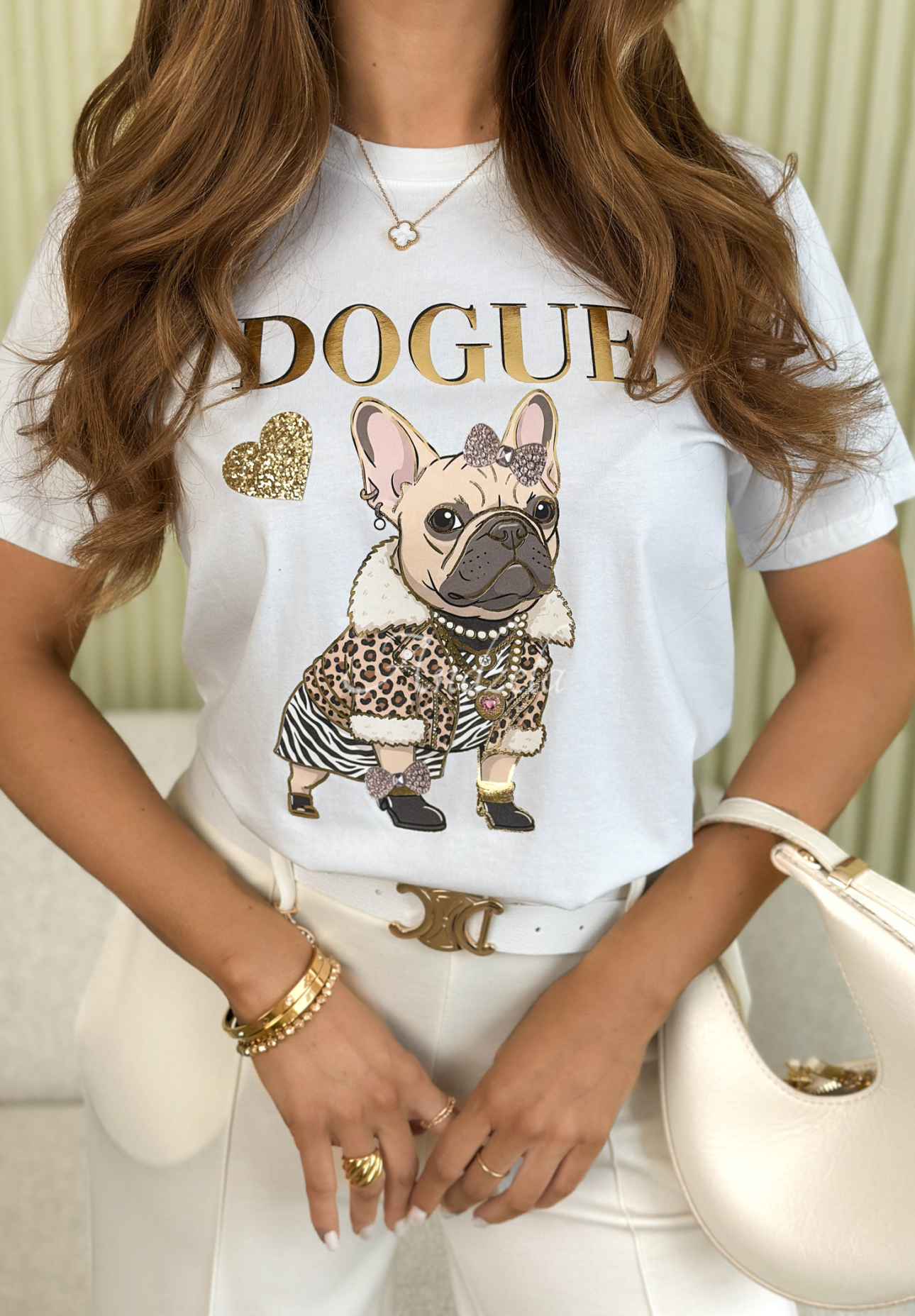 Bavlněné tričko s potiskem Dogue Bílá