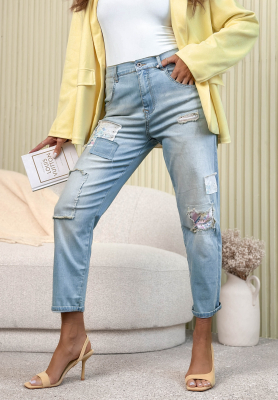 Dž&iacute;ny mom fit s n&aacute;&scaron;ivkami In My Spring Era světle modr&eacute;