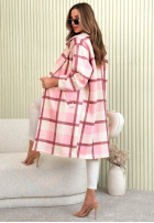 Dlouhý Kabát oversize w kratę Ismeray żółto-čokoládový