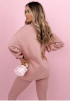 Souprava Mikina, Legíny, top 3in1 Look At Me pudrová růžová