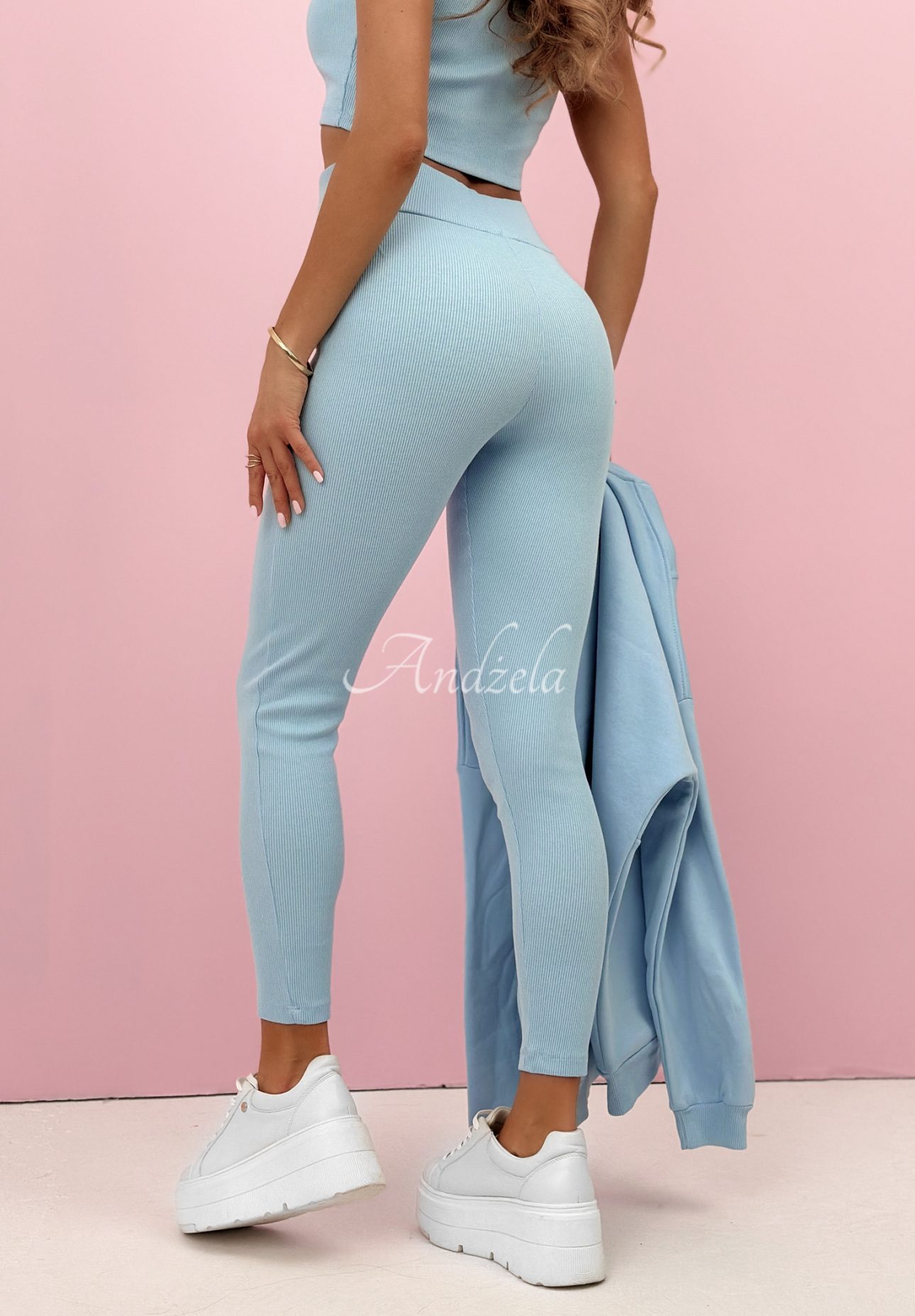 Bavlněná souprava mikina, legíny, top 3v1 Look At Me modrý