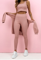 Souprava Mikina, Legíny, top 3in1 Look At Me pudrová růžová