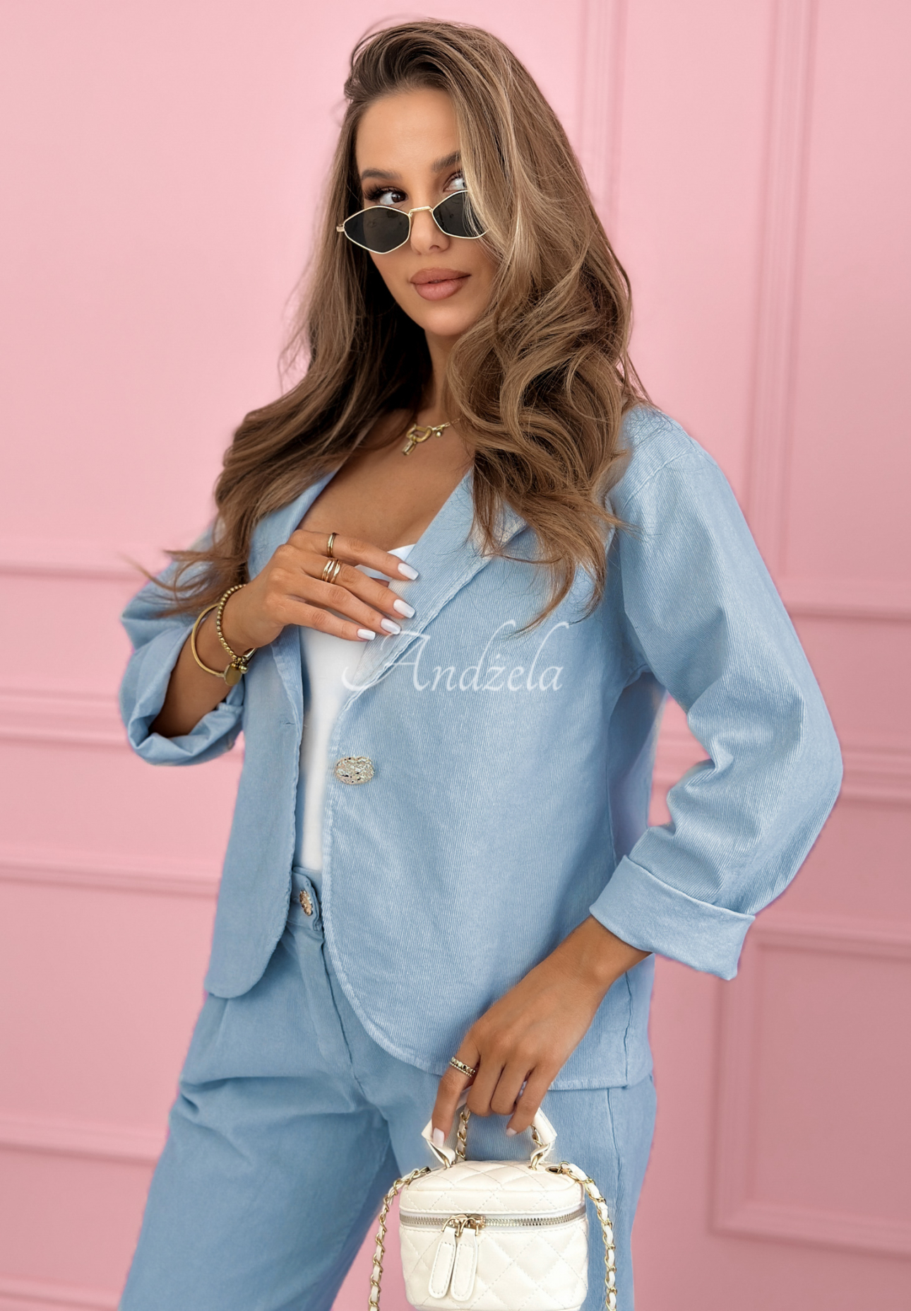 Manšestrové sako z bavlny Goodbye Lovely blankytná