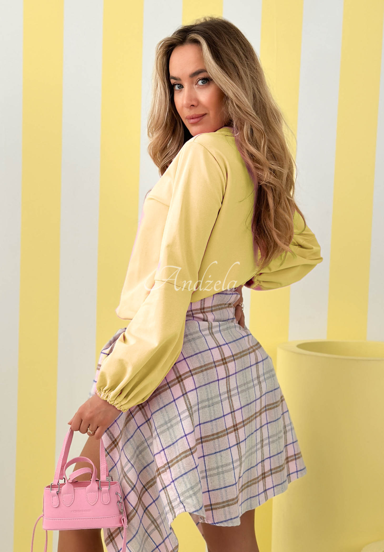 Bavlněná mikina s nabíranými rukávy Silent Power žlutá