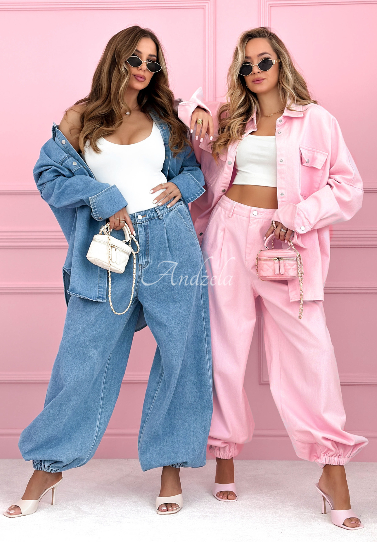 Džínová souprava košile a balónové kalhoty Emmeline světle modrý