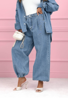 džínový  Souprava Košile i Kalhoty balloon Emmeline světle modrý