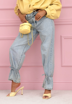 Dž&iacute;ny wide leg se zavazov&aacute;n&iacute;m Annora světle modr&eacute;