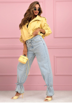 Kalhoty džínové  mom fit z wiązaniem Annora světle modré