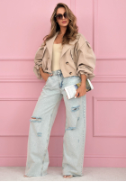 Kalhoty džínové  wide leg z przetarciami Claribel světle modré