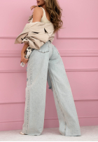 Kalhoty džínové  wide leg z przetarciami Claribel světle modré