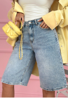 Krótkie džínové  spodenki z kryształkami Ottavia světle modré