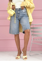 Krótkie džínové  spodenki z kryształkami Ottavia světle modré