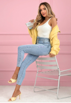 Kalhoty džínové  skinny z kryształkami Amy modré