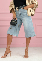 džínové  Kalhoty bermudy z szerokimi nogawkami Buffalo River světle modré