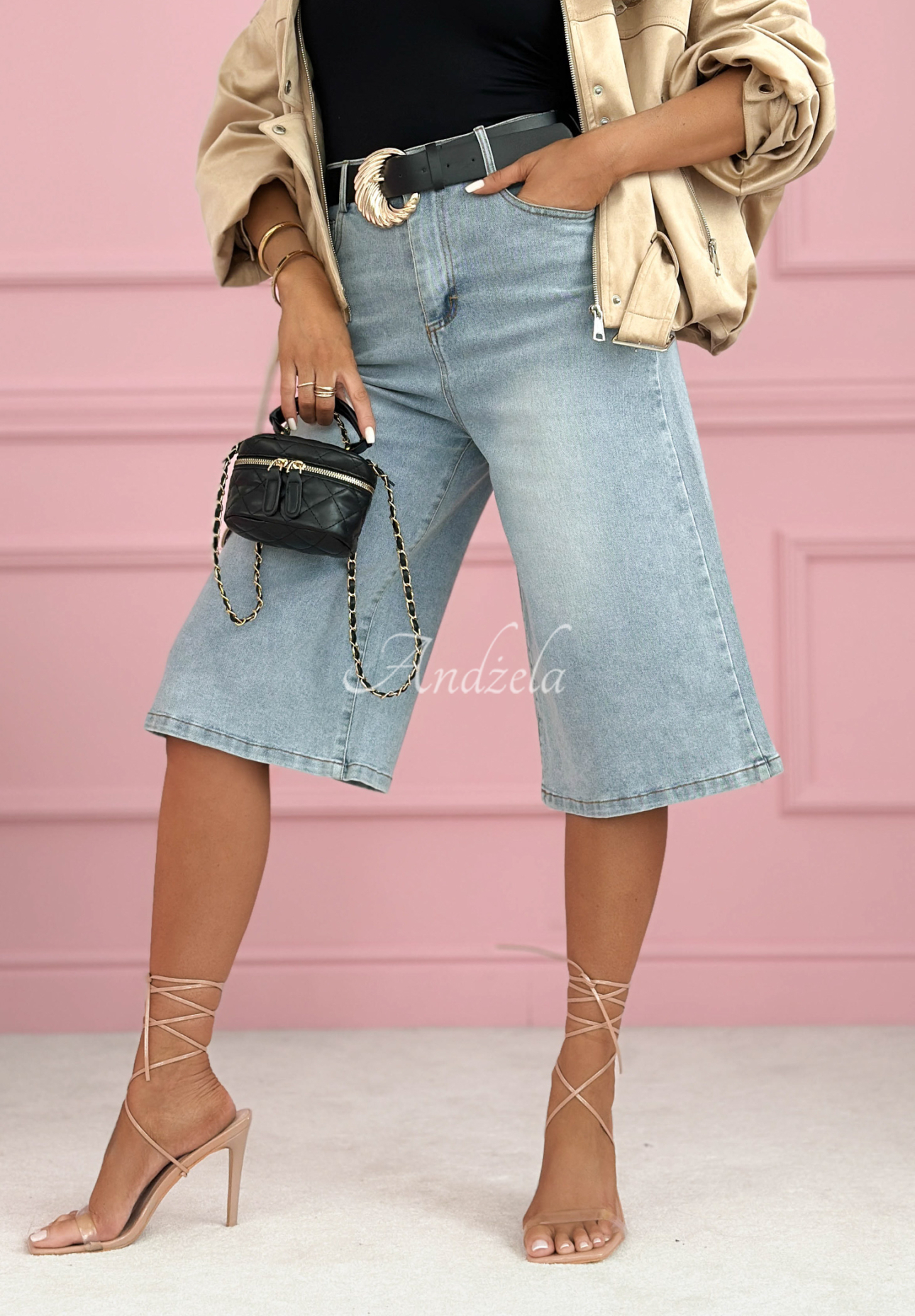 Džínové bermudy se širokými nohavicemi Buffalo River světle modré