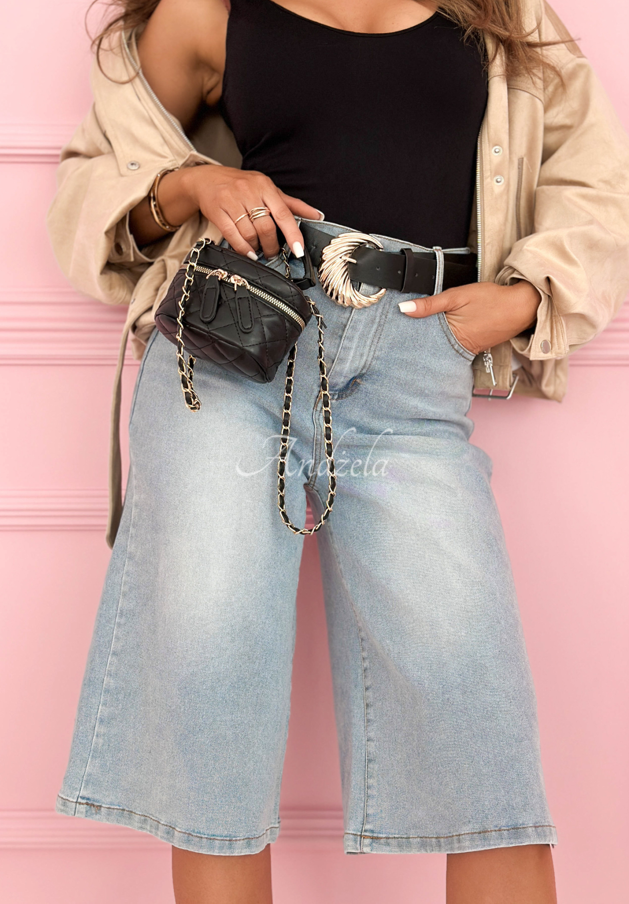 Džínové bermudy se širokými nohavicemi Buffalo River světle modré