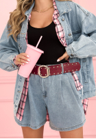 Kraťasy z szerokimi nogawkami i paskiem Finally Hot světle modré