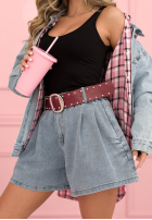 Kraťasy z szerokimi nogawkami i paskiem Finally Hot světle modré