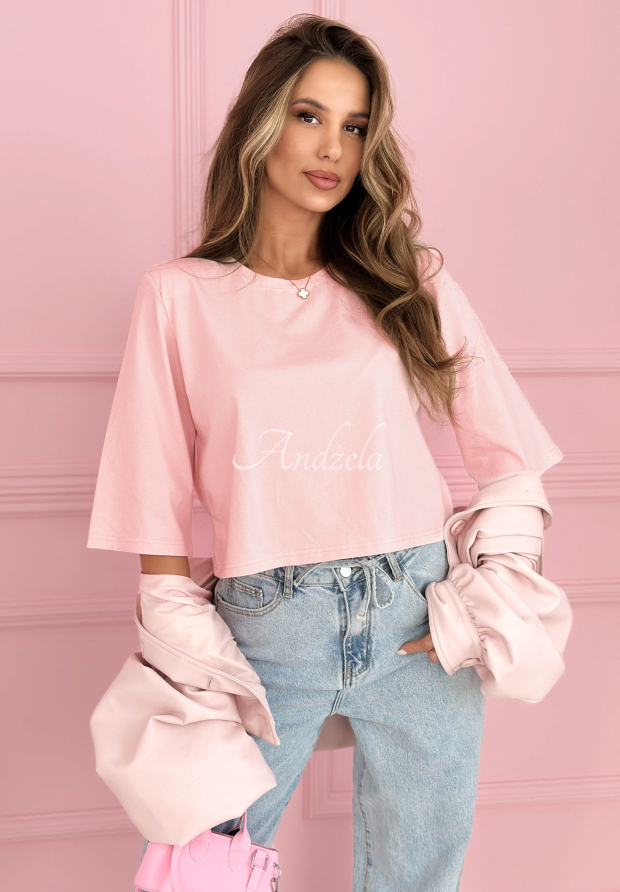 Bavlněn&eacute; kr&aacute;tk&eacute; tričko Springtime Babe pudrov&aacute; růžov&aacute;