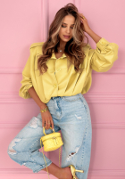 Krátká skórzana Bunda z kołnierzem Valleria pistáciová