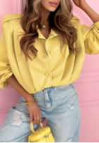 Krátká skórzana Bunda z kołnierzem Valleria pistáciová