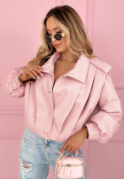 Krátká skórzana Bunda z kołnierzem Valleria pistáciová