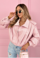 Krátká skórzana Bunda z kołnierzem Valleria pistáciová