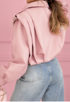 Krátká skórzana Bunda z kołnierzem Valleria pistáciová