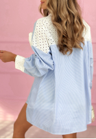 Ażurowa Košile w paski z różą Blue Rose niebiesko-Bílá