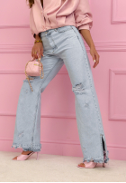 Kalhoty džínové  mom fit z przetarciami Ivette světle modré