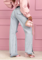 Kalhoty džínové  mom fit z przetarciami Ivette světle modré