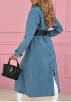džínový  Kabát trencz z paskiem Maryella modrý