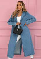 džínový  Kabát trencz z paskiem Maryella modrý