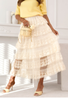 Krajková midi sukně boho Lucky Me ecru