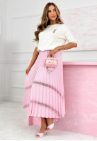 Plisowana Sukně maxi Linnea pudrová růžová