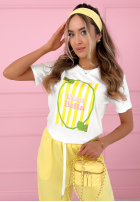 Tričko z nadrukiem Ciao Bella biało-růžový