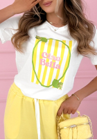 Tričko z nadrukiem Ciao Bella biało-růžový