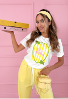 Tričko z nadrukiem Ciao Bella biało-růžový