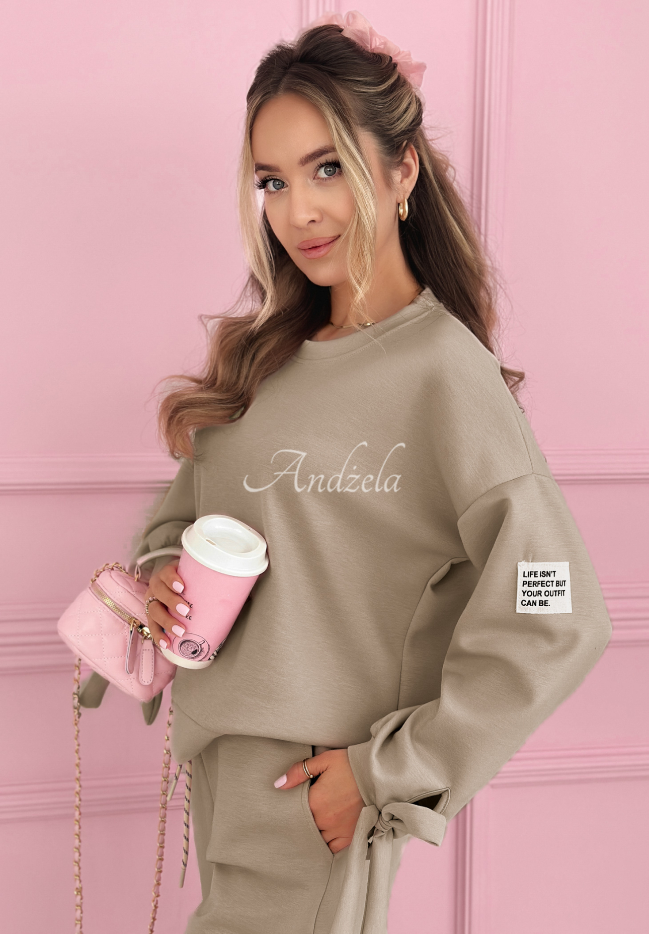 Viskózová tepláková souprava Peyton Mokka