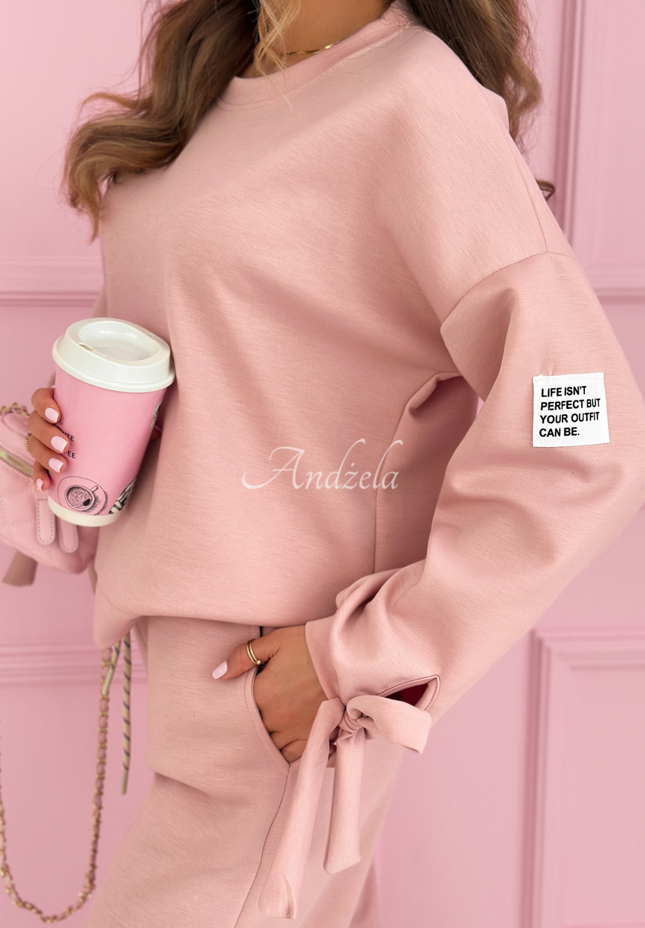 Viskózová tepláková souprava Peyton růžový