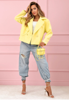 Zamszowa dwurzędowa Bunda Sylvie žlutá