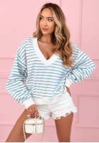 Svetr w paski z dekoltem Naomi biało-žlutá