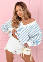 Svetr w paski z dekoltem Naomi biało-žlutá