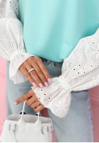 Mikina z ażurowymi rękawami Leonora růžová