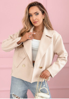 Zamszowa dwurzędowa Bunda Sylvie žlutá